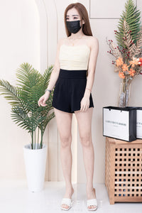 【T3402】方领压褶收身设计细带无袖纯棉弹力内搭上衣 ❤❤ 【B-R1-C2】