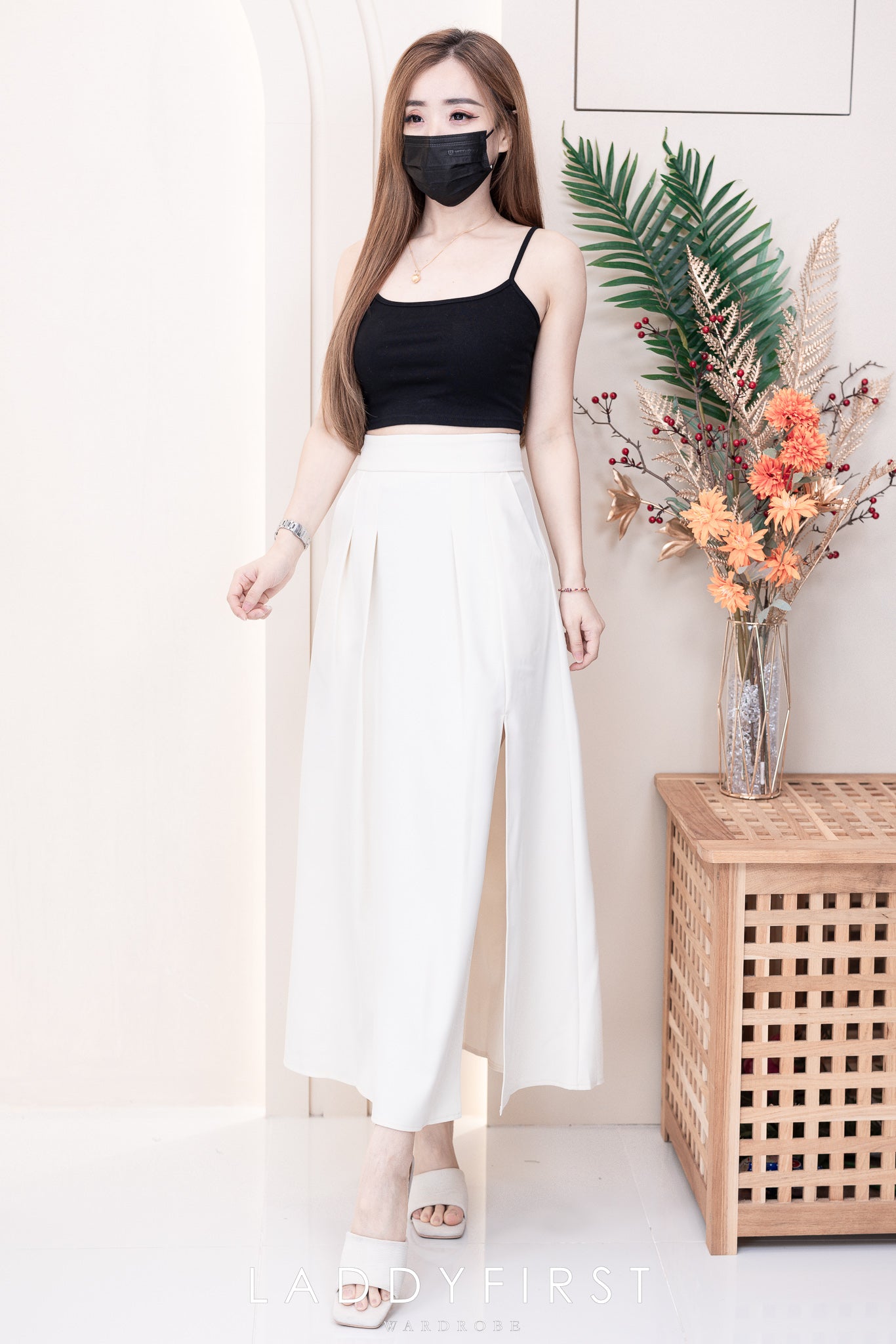 【L80670】韩系西装七八分高腰裙子，开叉设计有口袋 ❤️❤️