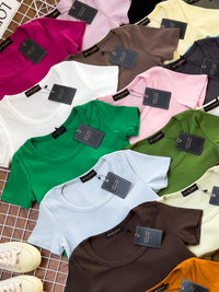 【T9001】独家爆款大U领螺纹弹力休闲百搭上衣【B-R1-C1】