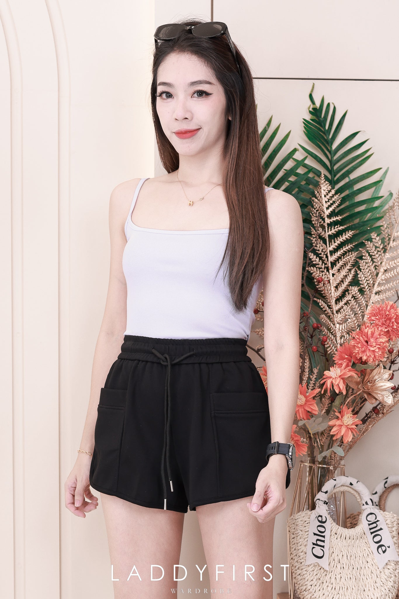【T80946】高品质螺纹超弹力无袖肩带百搭上衣/内搭背心 ❤❤【A-R1-C2】