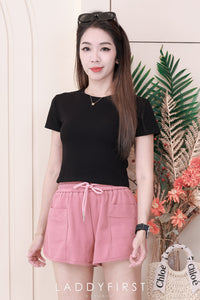【S5607】厚实卫衣棉质松紧腰弹力高腰休闲百搭短裤，有口袋【A-R3-C4】