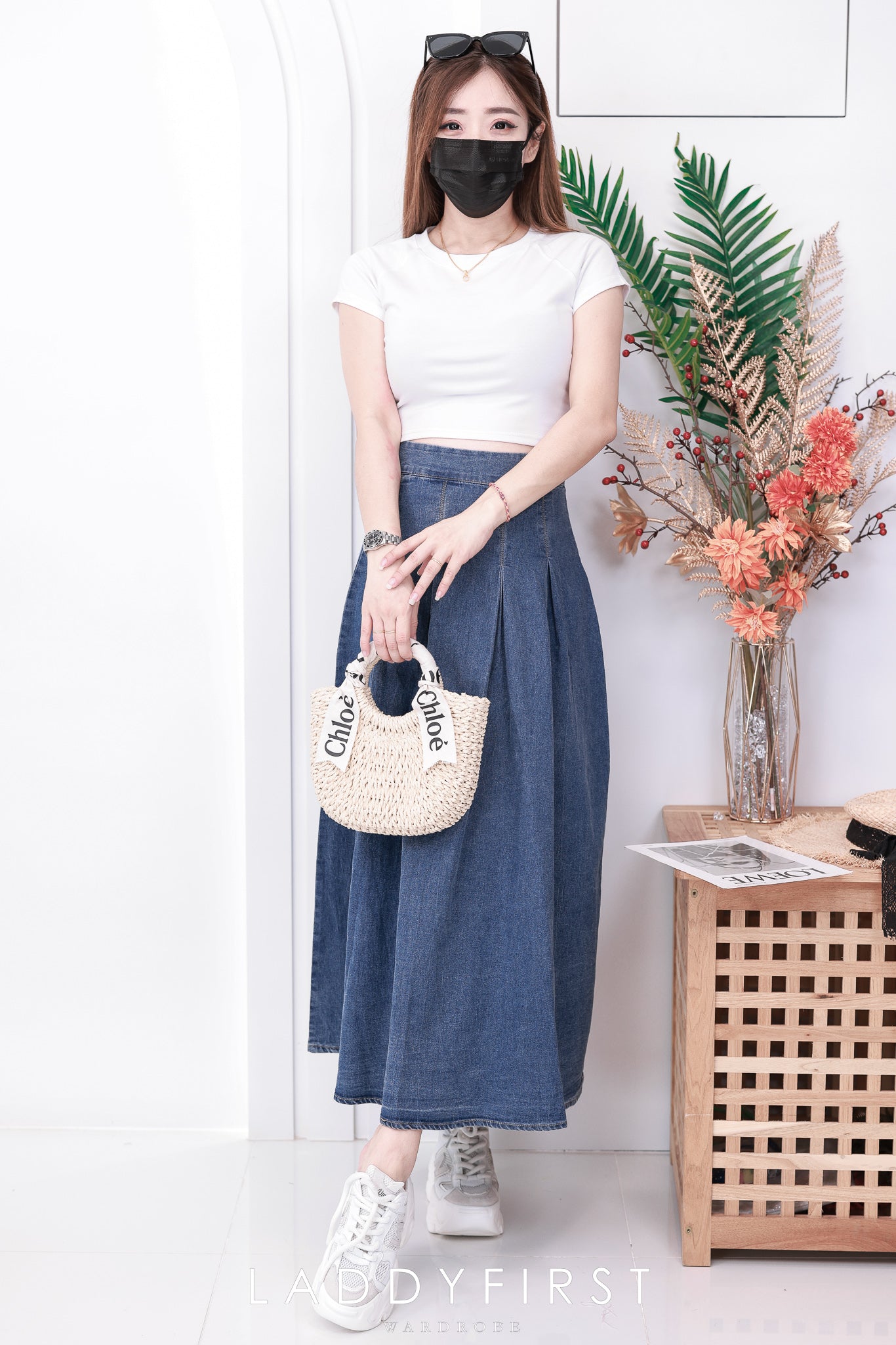 【L121388】韩版气质牛仔大摆裙高腰百搭长裙 ❤️❤️