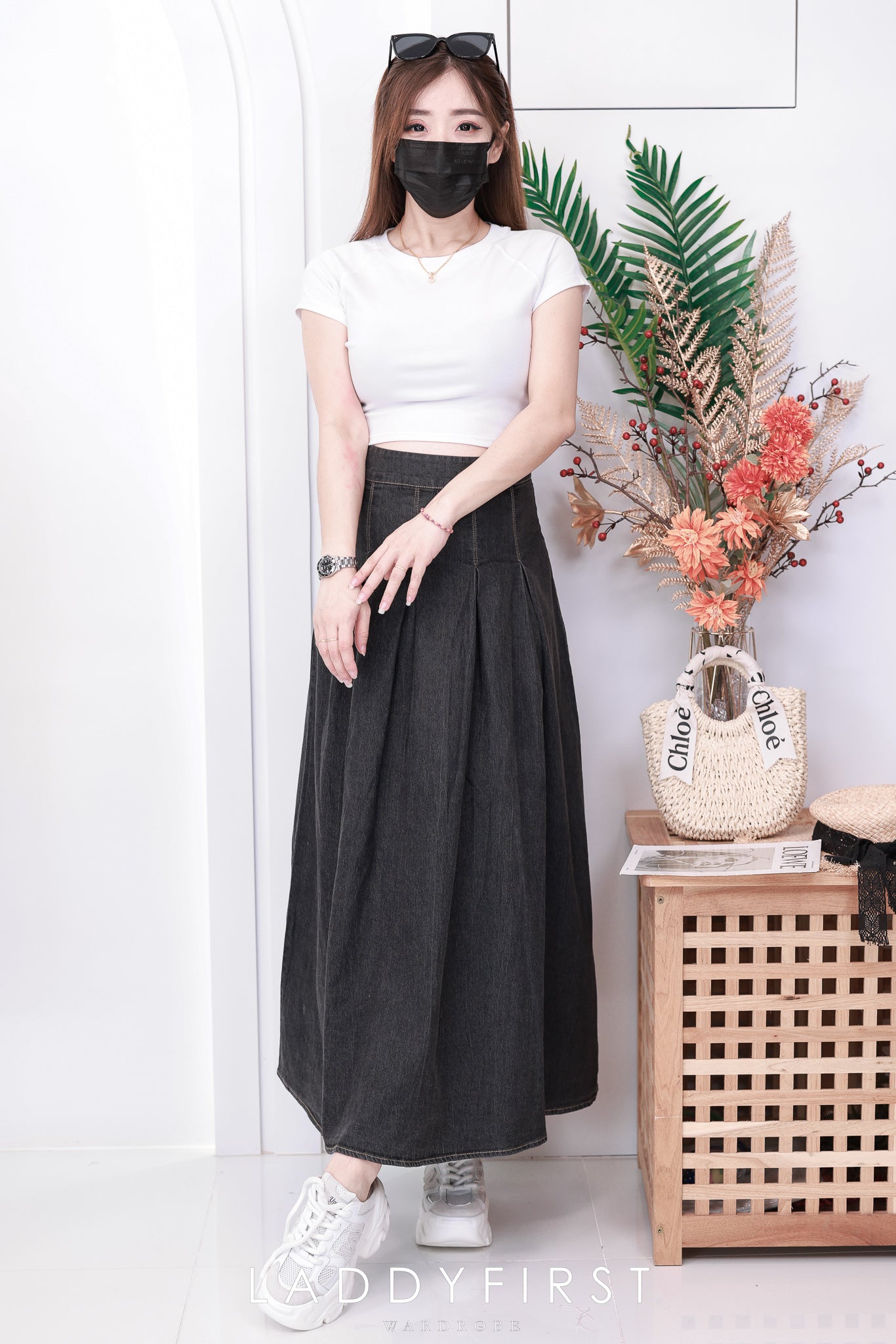 【L121388】韩版气质牛仔大摆裙高腰百搭长裙 ❤️❤️