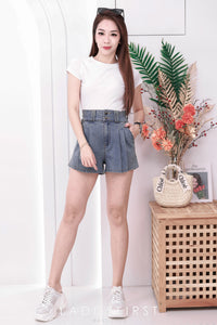 【S3439】【独家小圆饼】高品质COTTON JEANS牛仔弹力百褶设计牛仔高腰百搭短裤，有口袋 ❤️❤️ 【A-R1-C6】
