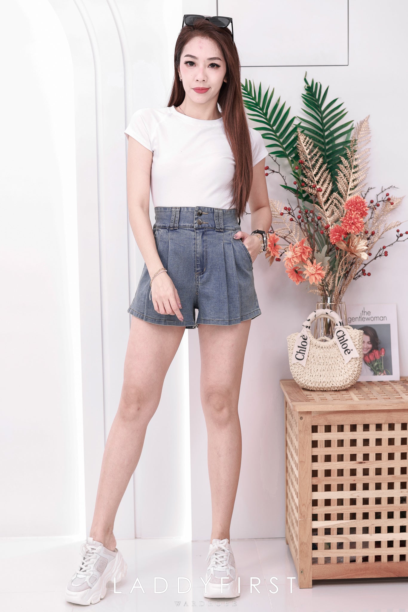 【S3439】【独家小圆饼】高品质COTTON JEANS牛仔弹力百褶设计牛仔高腰百搭短裤，有口袋 ❤️❤️ 【A-R1-C6】