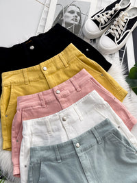 【S121463-1】⚡爆款补货预定款⚡高品质COTTON JEANS牛仔弹力高腰百搭短裤，后腰伸缩弹力，有口袋 ❤️❤️