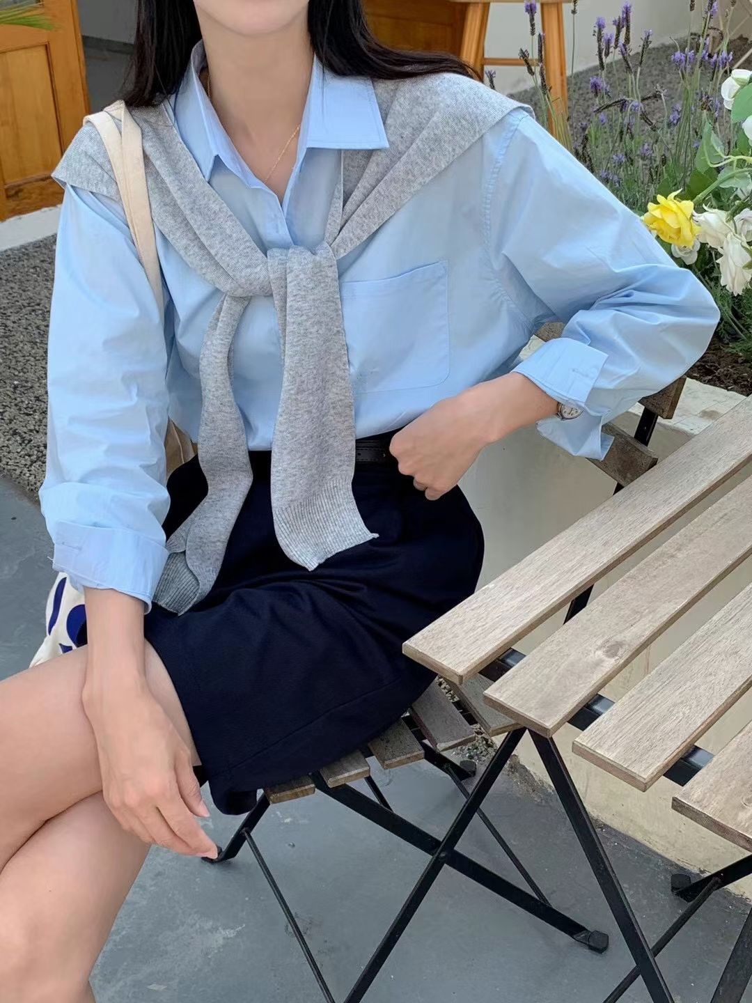 【T6688】高品质学院风翻领长袖衬衫上衣，有口袋 ❤️❤️