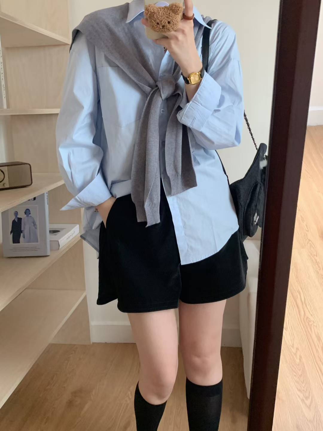 【T6688】高品质学院风翻领长袖衬衫上衣，有口袋 ❤️❤️