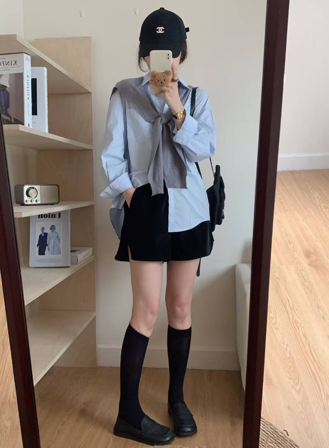【T6688】高品质学院风翻领长袖衬衫上衣，有口袋 ❤️❤️