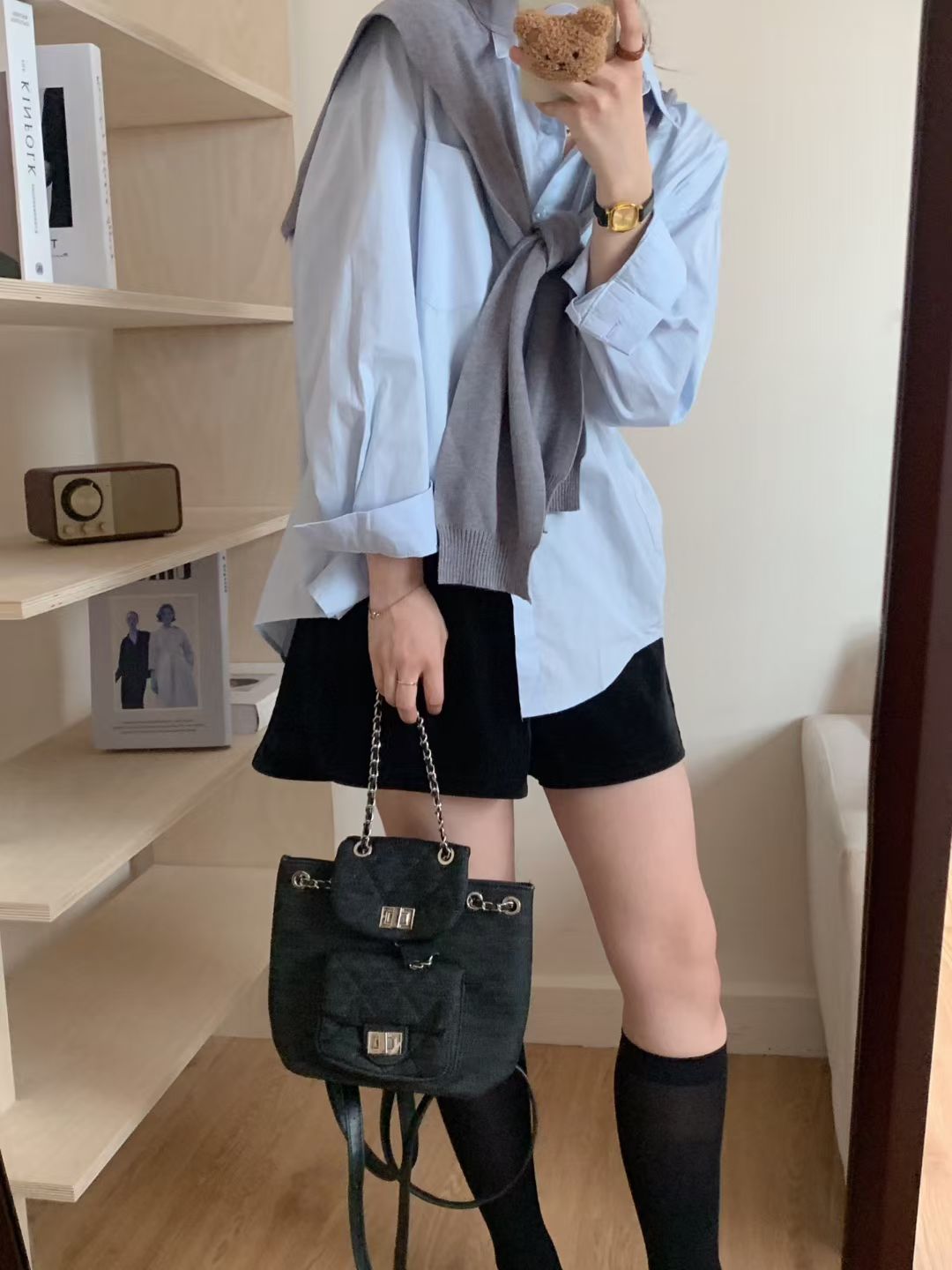 【T6688】高品质学院风翻领长袖衬衫上衣，有口袋 ❤️❤️