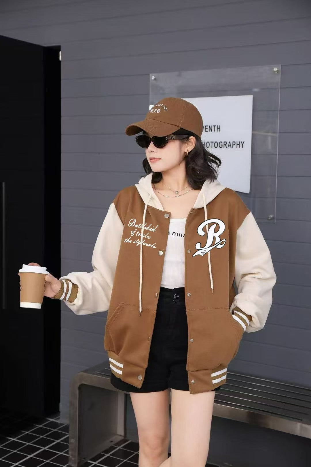 【JK803】高品质男女同款气质撞色系R印花连帽长袖卫衣，按扭设计有口袋 ❤❤