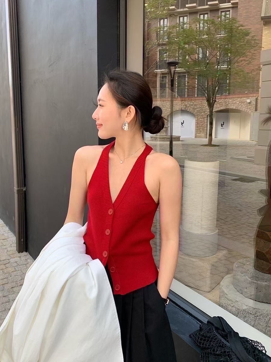 【T818】高品质性感甜美V领CUT IN针织弹力抹胸上衣 ❤️❤️