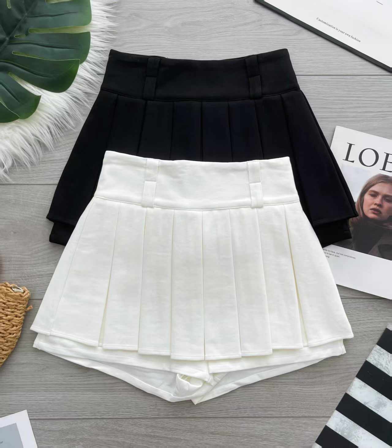 【S2354】厚实罗马前后百褶高腰百搭裤裙 ❤️❤️