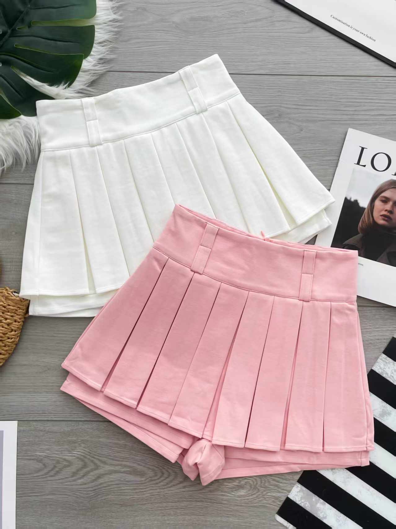 【S2354】厚实罗马前后百褶高腰百搭裤裙 ❤️❤️