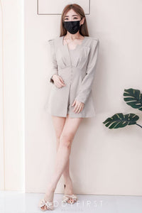 【D71113 / 37555】高品质高级感简约时尚西装长袖连身裤裙 ❤️❤️ 【B-R1-C4】