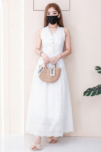 【SS2576】高品质两件式仙气温柔风桐花套装 V领无袖桐花上衣➕仙气感桐花高腰长裙 ❤️❤️ 【B-R1-C5】