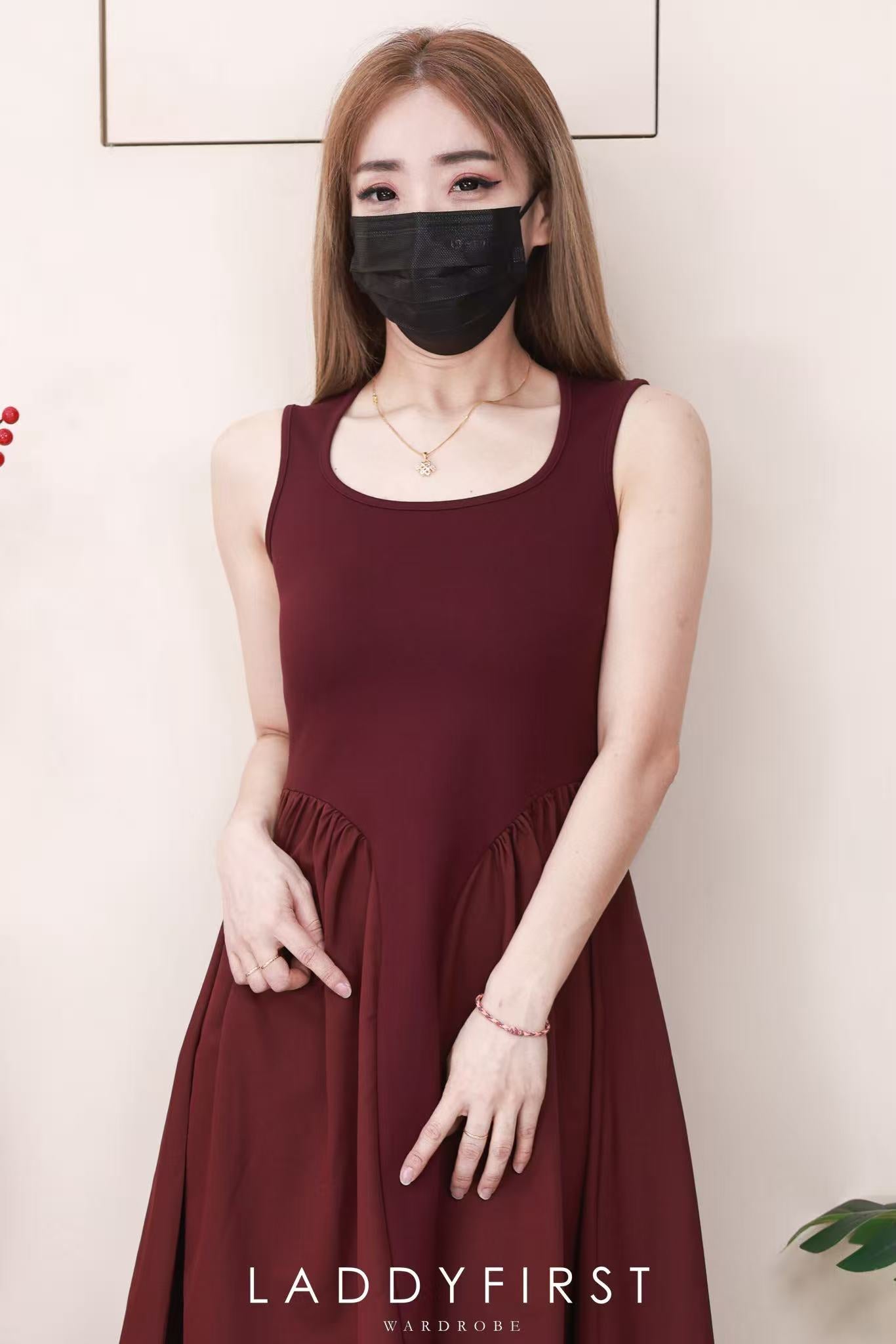 【D111037】高品质罗马弹力上衣拼接西装无袖连身长裙 ❤❤【B-R1-C2】