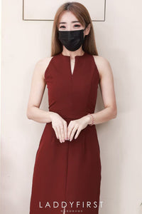 【D82815】高品质大气气质感晚宴锦棉连身裙子，有口袋 ❤❤ 【A-R2-C1】