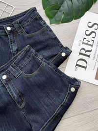 【S4629】高品质Cotton Jeans弹力牛仔百搭折边纽扣短裤 , 有口袋 ❤️
