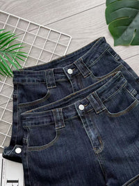 【S4629】高品质Cotton Jeans弹力牛仔百搭折边纽扣短裤 , 有口袋 ❤️