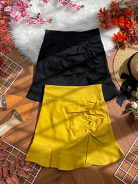 【S7644】独家爆款西装荷叶摆高腰裙子，内有里裤 #百搭必备【B-R1-C1】