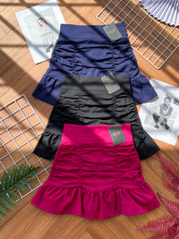 【S7597】独家爆款皱褶西装高腰显瘦百搭裤裙，前裙后裙内有里布裤子 【C-R1-C5】