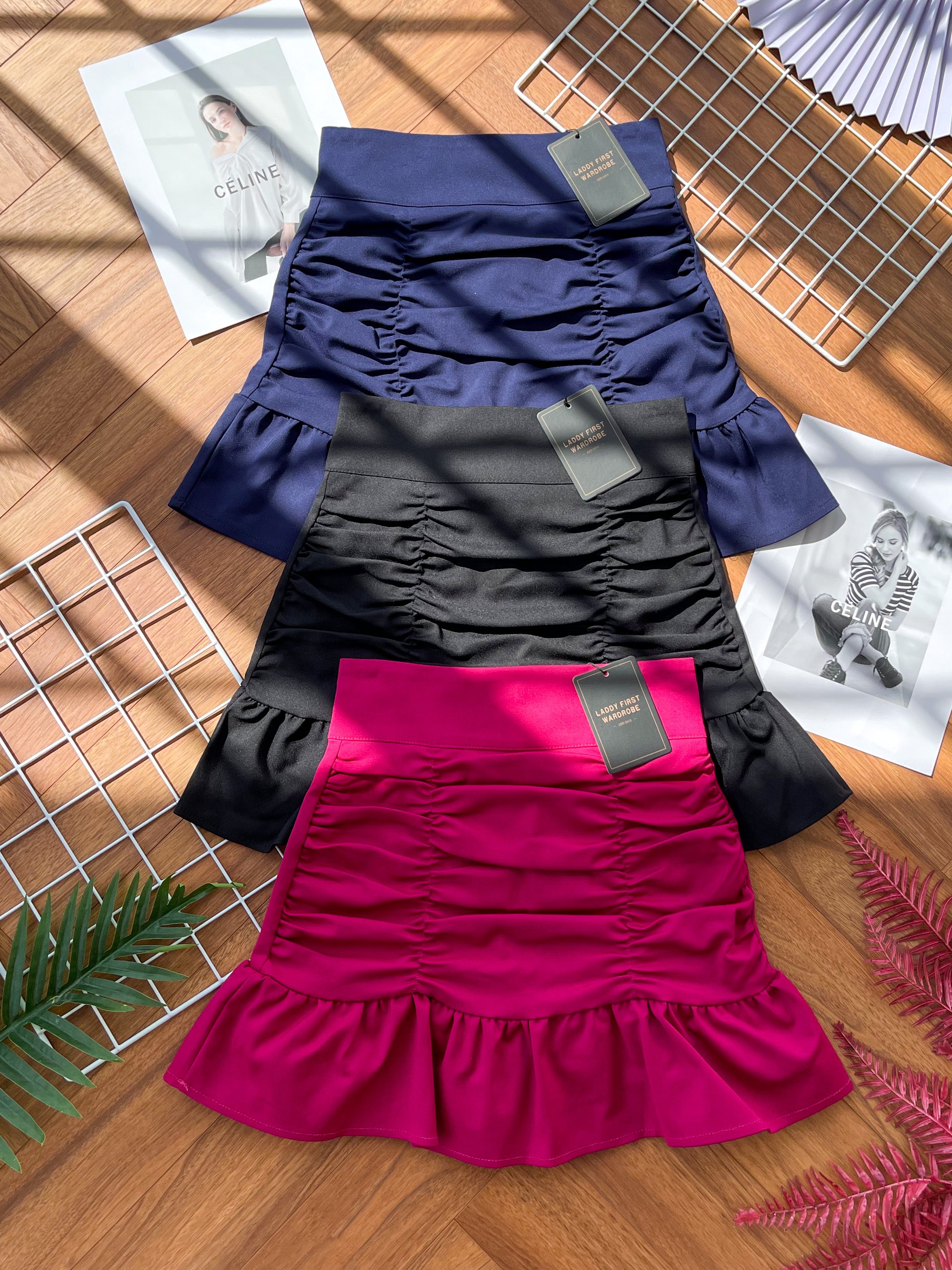 【S7597】独家爆款皱褶西装高腰显瘦百搭裤裙，前裙后裙内有里布裤子 【C-R1-C5】