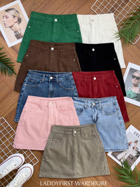 【S9546】高品质简约高腰显瘦A字牛仔百搭裙子，内层有里布短裤有口袋 ❤️❤️【D-R3-C3】