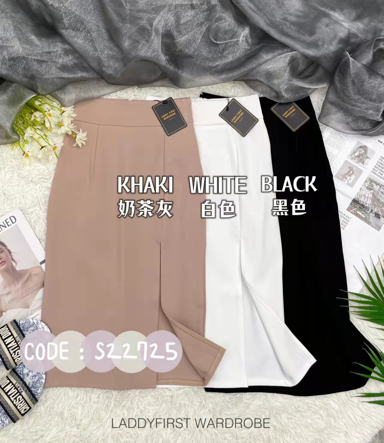 【L22725】【网站福利款✨】独家爆款高品质罗马弹力开叉高腰裙子 ❤️❤️【B-R2-C4】