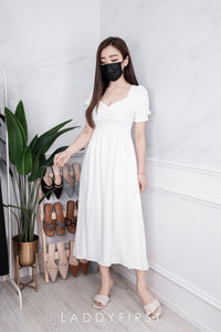 【D3188】【网站福利款✨】砖石领泡泡袖西装垂感开叉连身裙子【B-R2-C3】