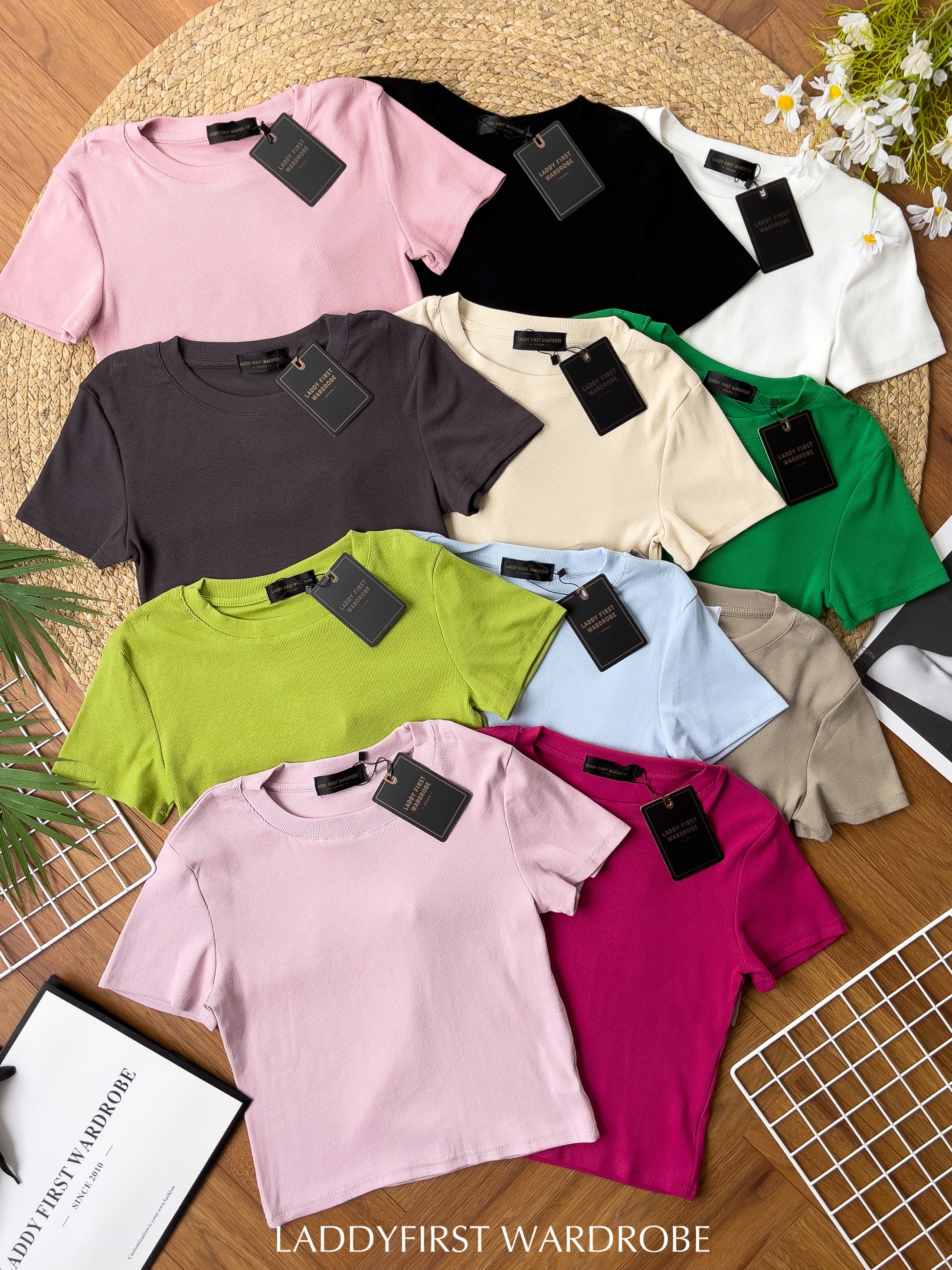 【T198】独家爆款高品质圆领短袖螺纹弹力百搭上衣 ❤❤