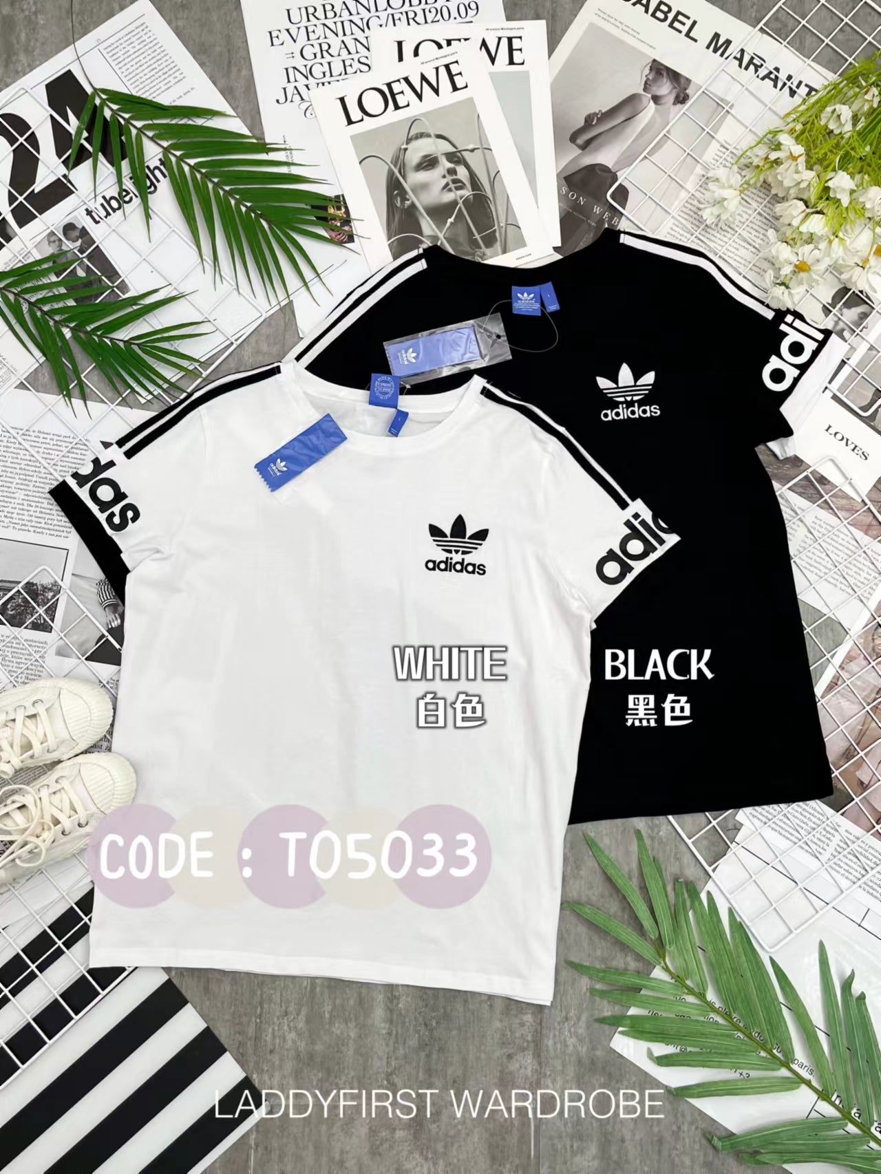 【T05033】纯棉弹力adidas刺绣休闲运动上衣