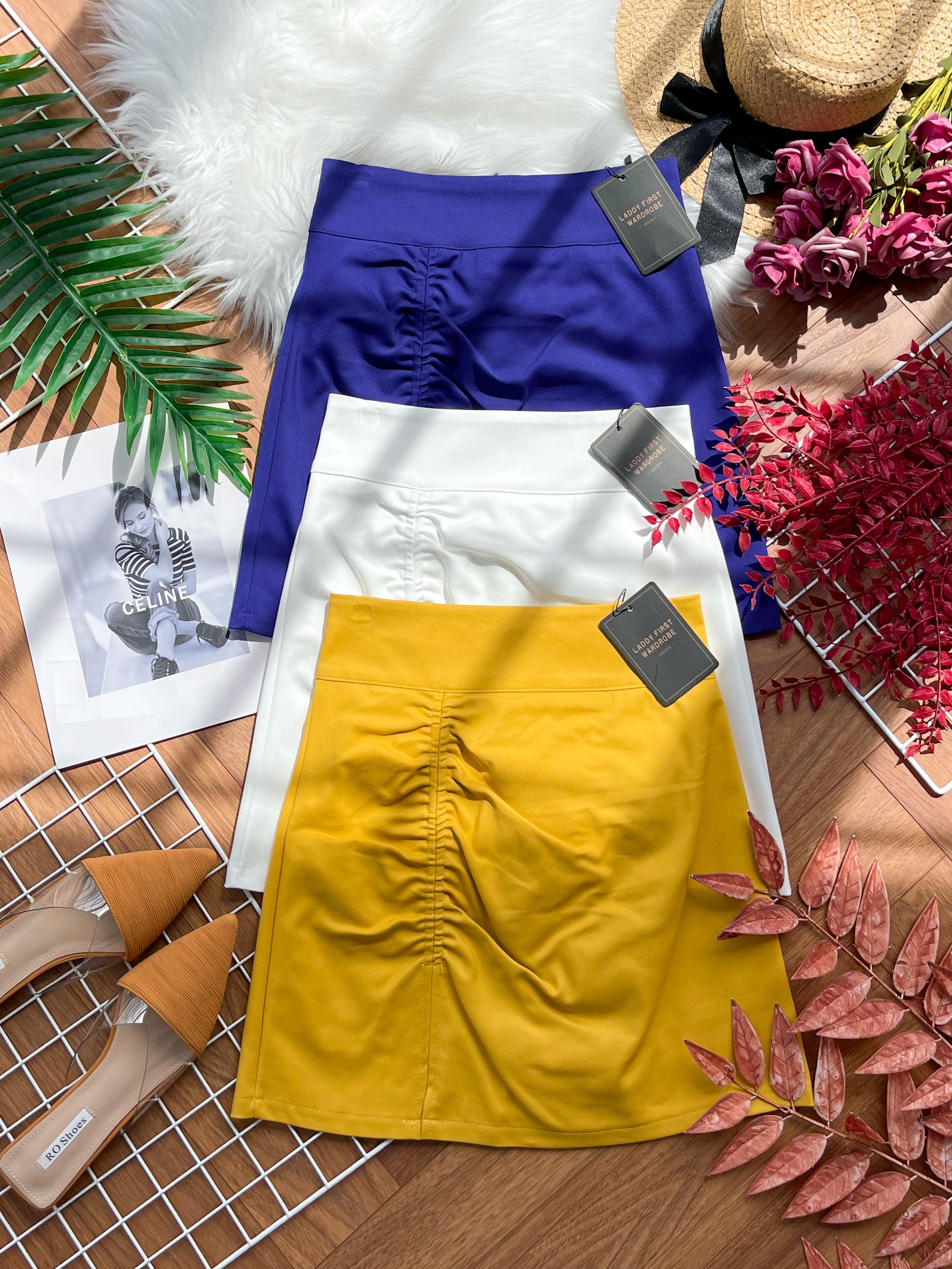 【S7088】抽褶设计西装高腰百搭裙子，内有里裤 #百搭必备 【C-R1-C2】