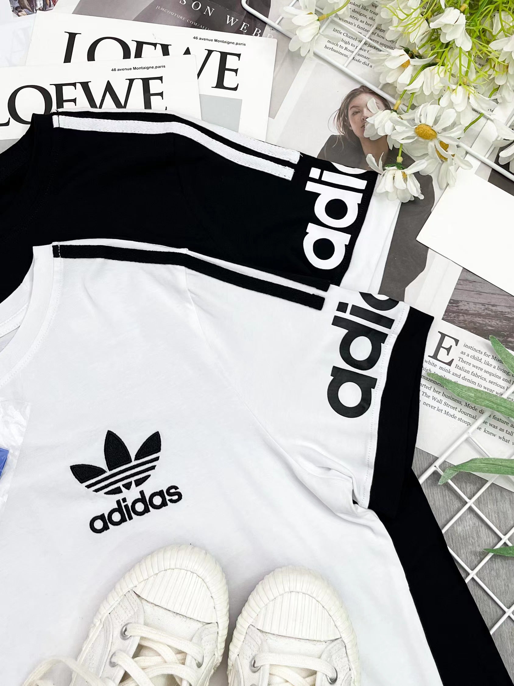【T05033】纯棉弹力adidas刺绣休闲运动上衣