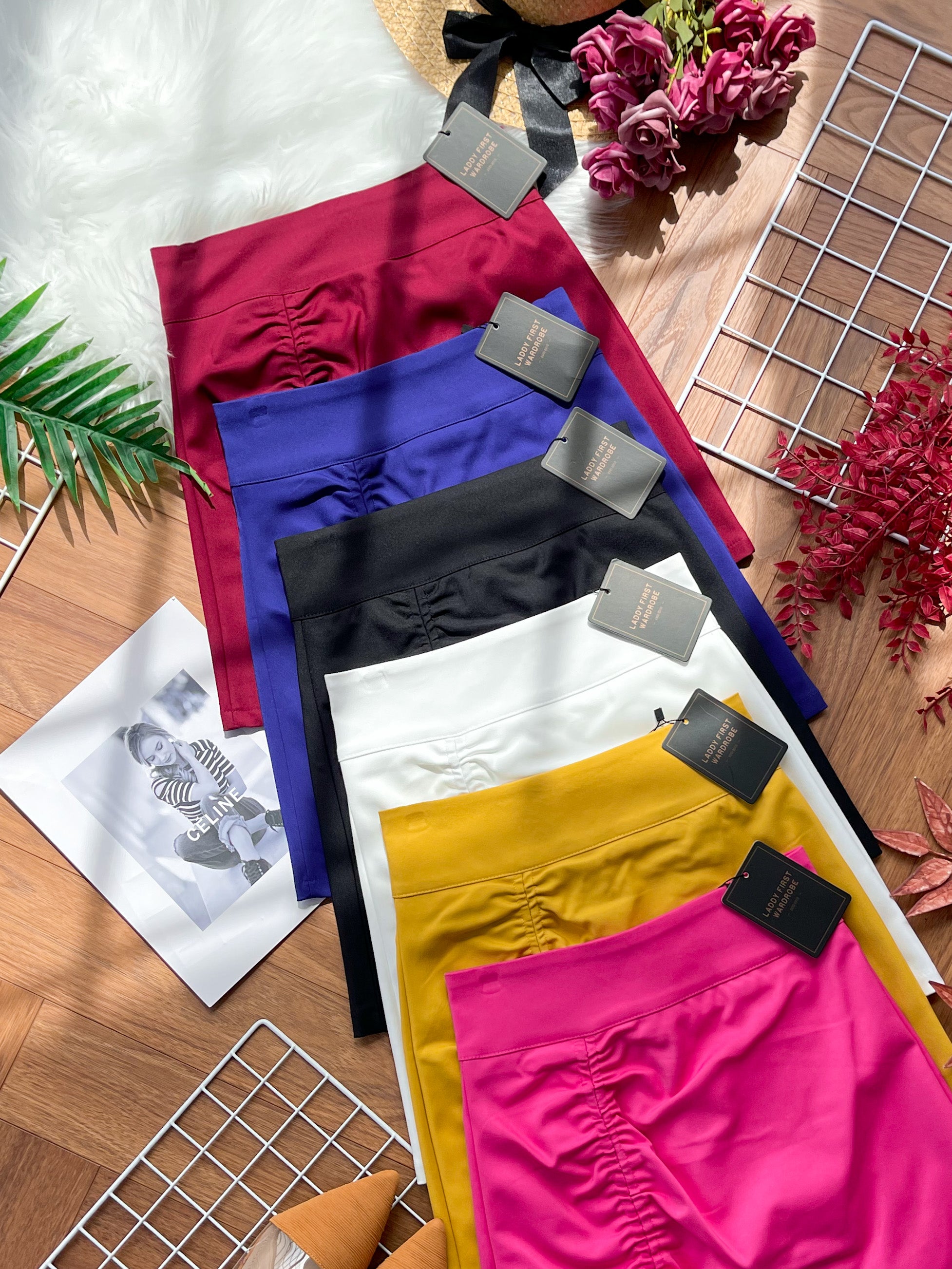 【S7088】抽褶设计西装高腰百搭裙子，内有里裤 #百搭必备 【C-R1-C2】