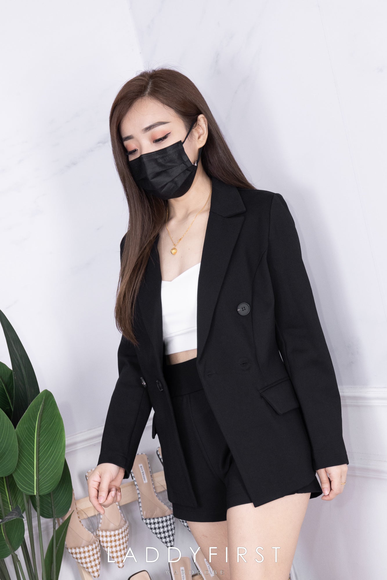 【SS210151】独家爆款高品质两件式厚实罗马套装 修身罗马外套上衣 ➕ 高腰罗马短裤 , 裤子有口袋【A-R1-C4】