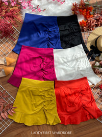 【S7644】独家爆款西装荷叶摆高腰裙子，内有里裤 #百搭必备【B-R1-C1】