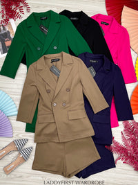 【SS339993】独家爆款两件式厚实后重罗马时装套装 修身外套上衣 ➕ 高腰百搭短裤 , 有口袋【B-R3-C5】