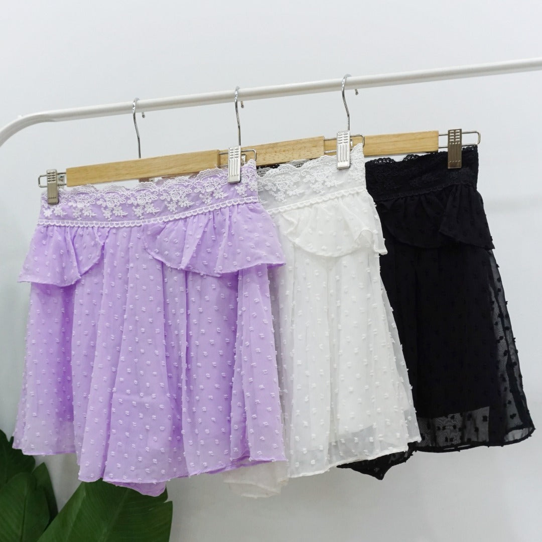 【S16885】高品质蕾丝网纱短裤