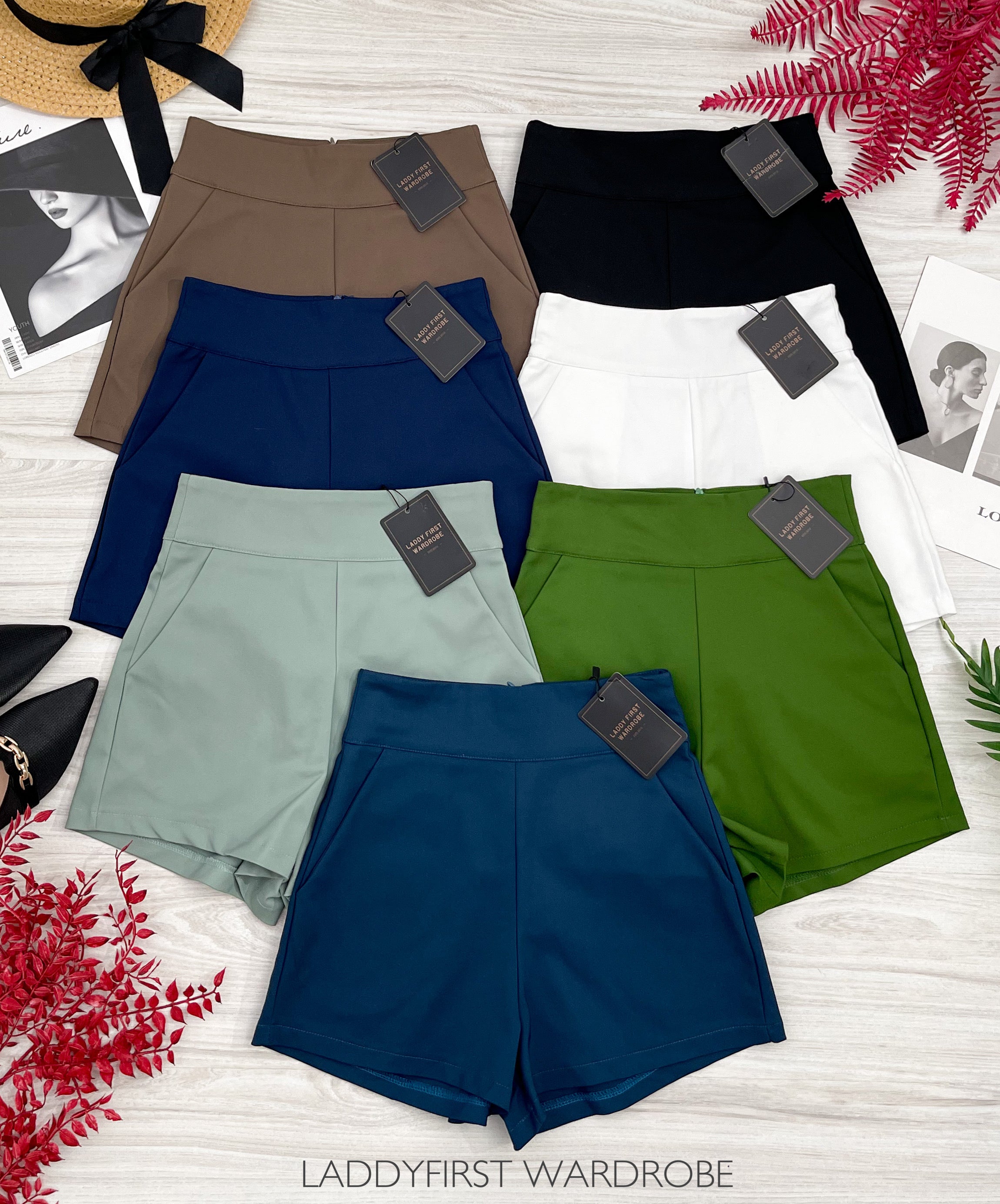 【S7885】【网站福利款✨】独家爆款【万能爸爸】西装高腰百搭短裤，后中拉链有口袋【B-R2-C6】