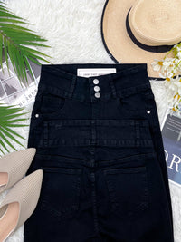 【L55227】牛仔高腰九分裤，有口袋【A-R2-C3】