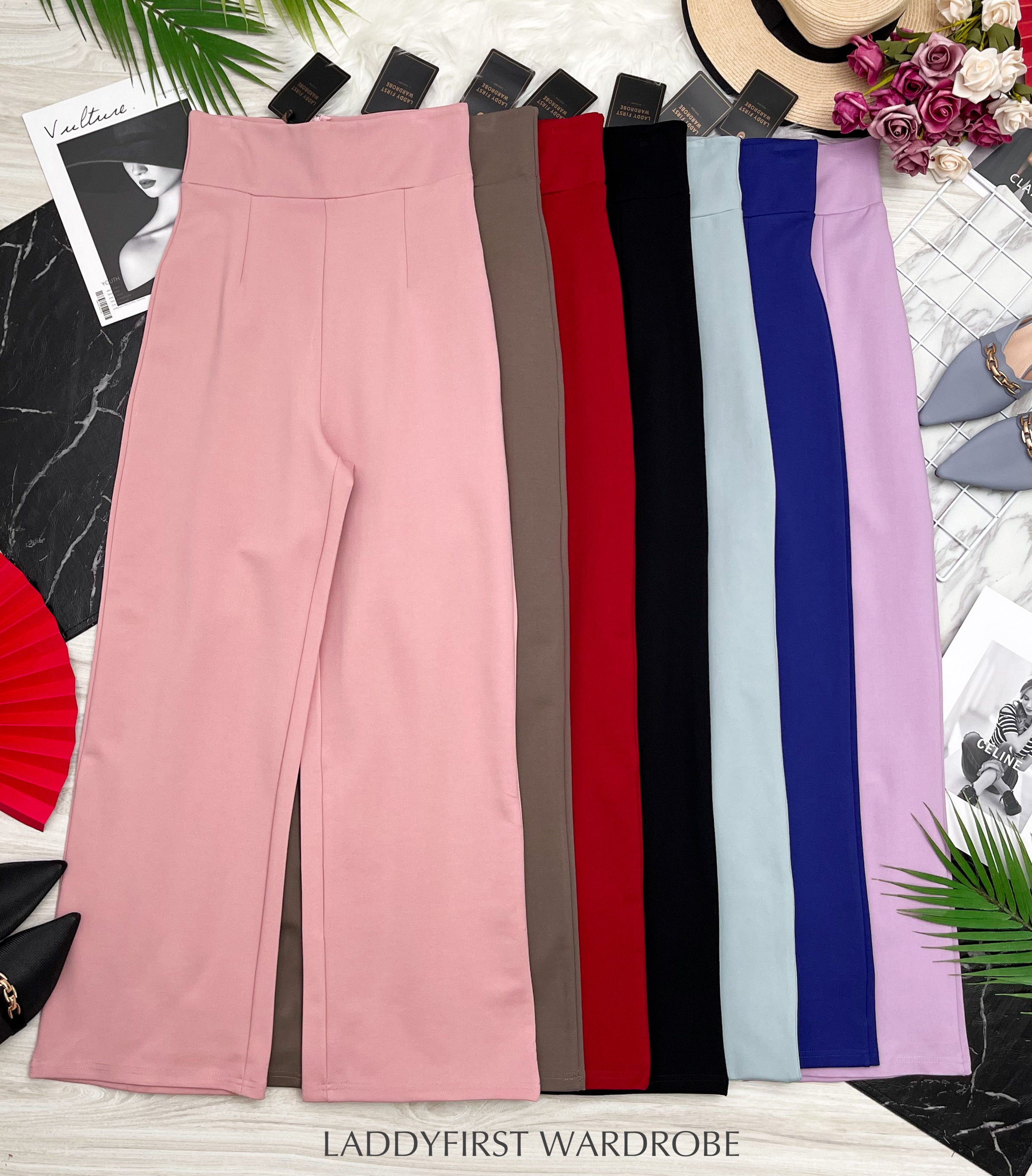 【L002】独家爆款罗马弹力高腰阔脚百搭长裤【A-R1-C1】