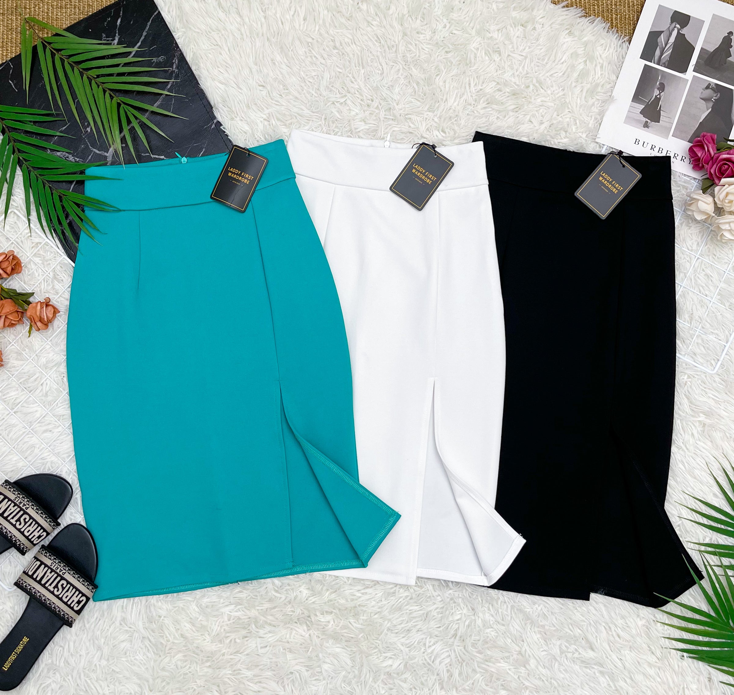 【L2272】罗马弹力开叉高腰裙子 ❤️❤️ 【A-R1-C1】