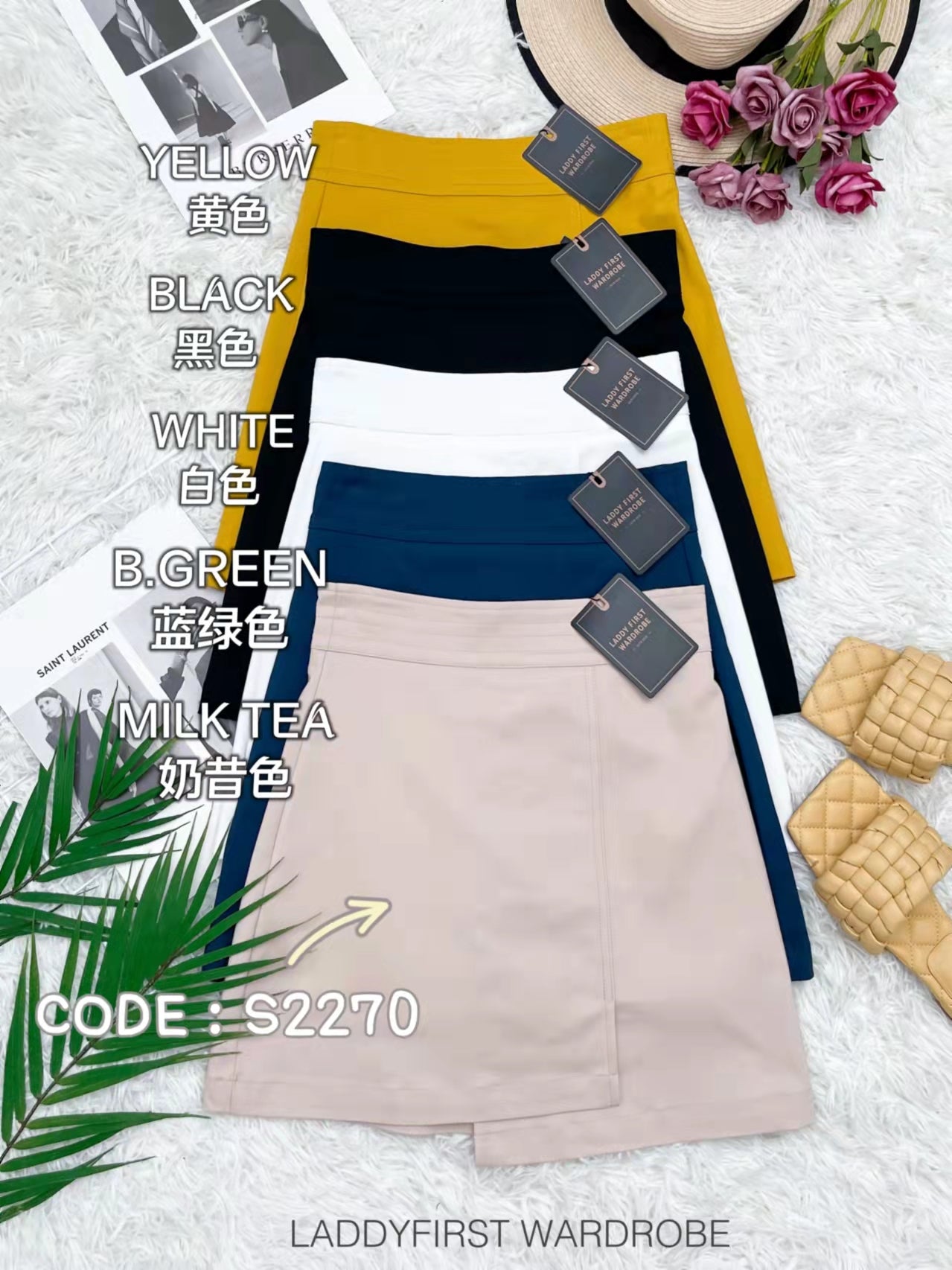 【S2270】西装高腰裤裙，背面隐形拉链
