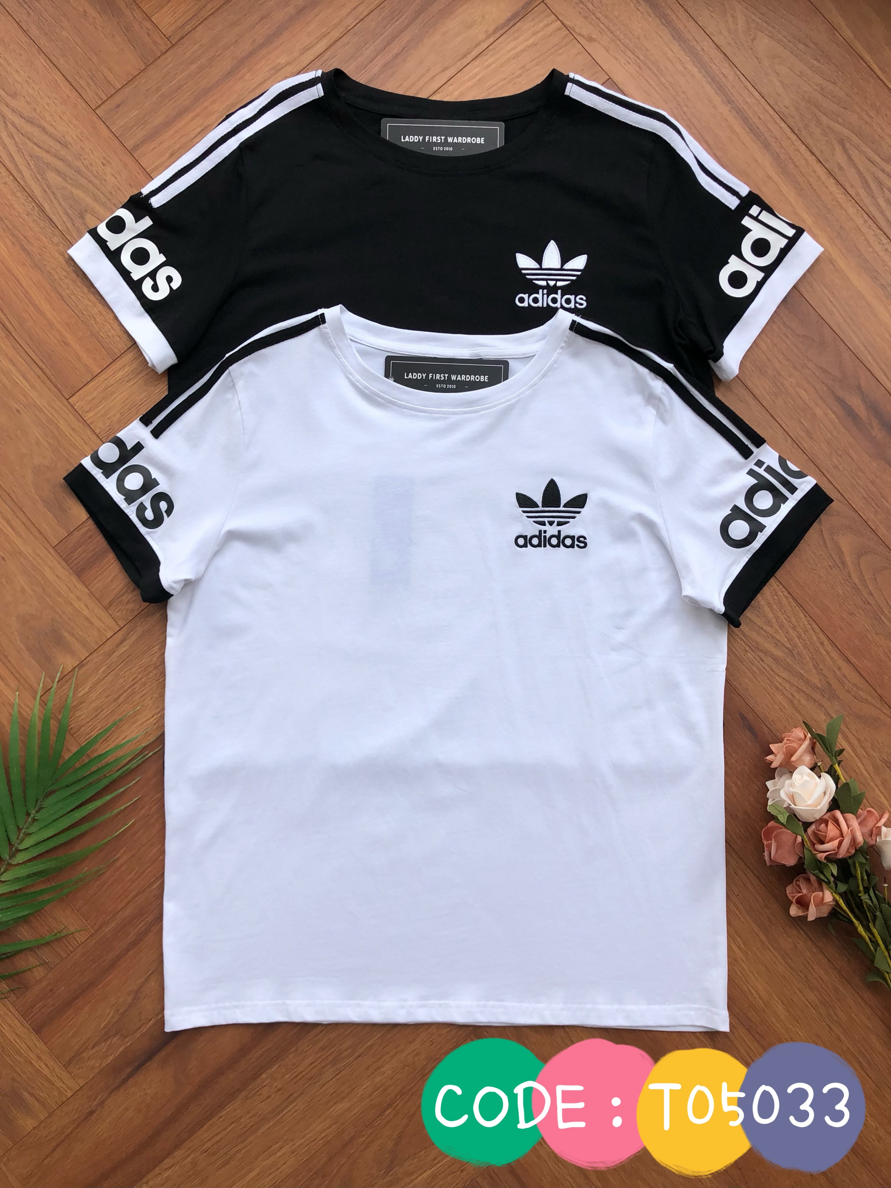 【T05033】纯棉弹力adidas刺绣休闲运动上衣