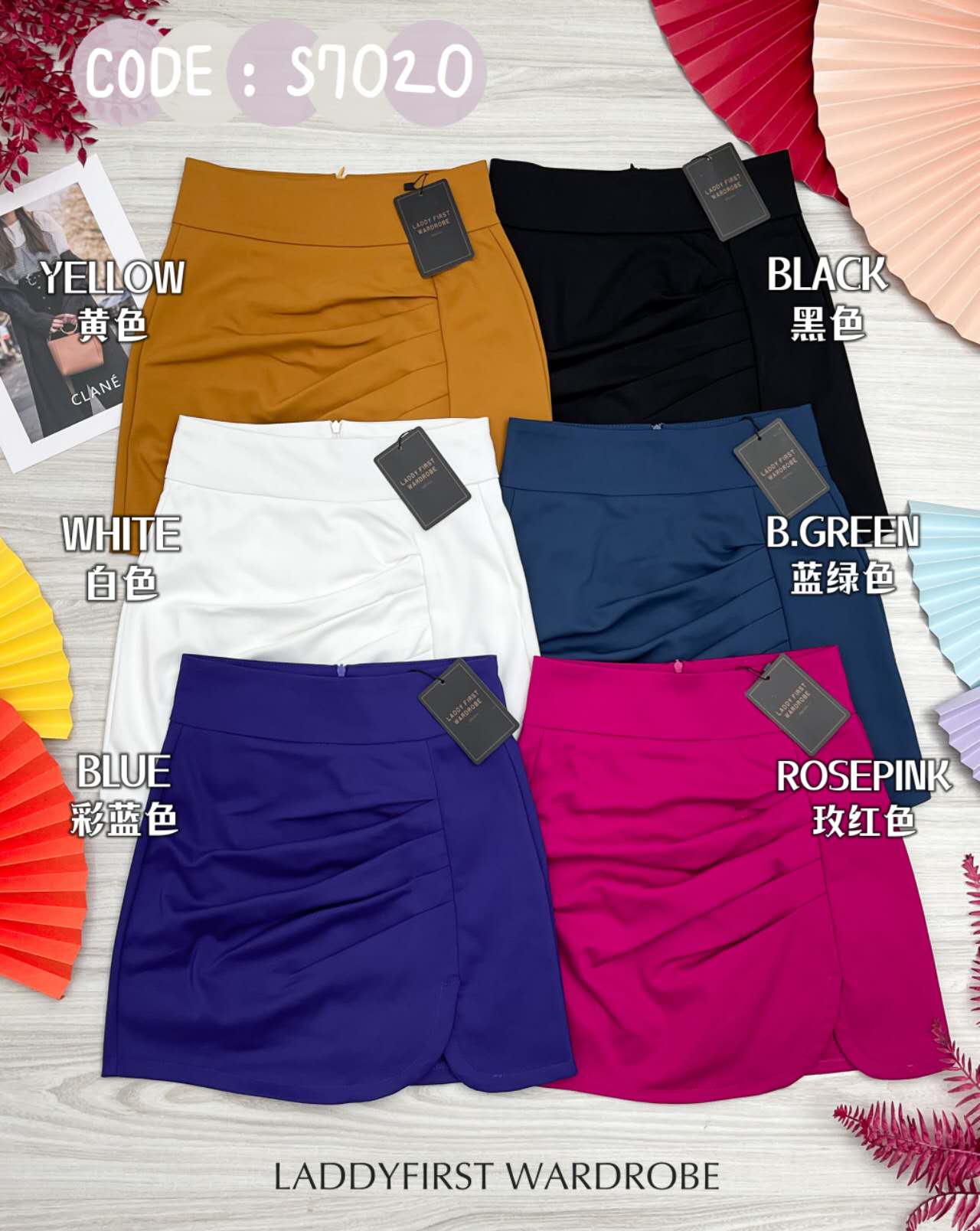 【S7020】独家爆款皱褶西装高腰百搭裤裙，前裙后裤，有口袋【B-R1-C1】