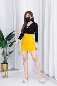 【S7088】抽褶设计西装高腰百搭裙子，内有里裤 #百搭必备 【C-R1-C2】