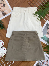 【S9546】高品质简约高腰显瘦A字牛仔百搭裙子，内层有里布短裤有口袋 ❤️❤️【D-R3-C3】