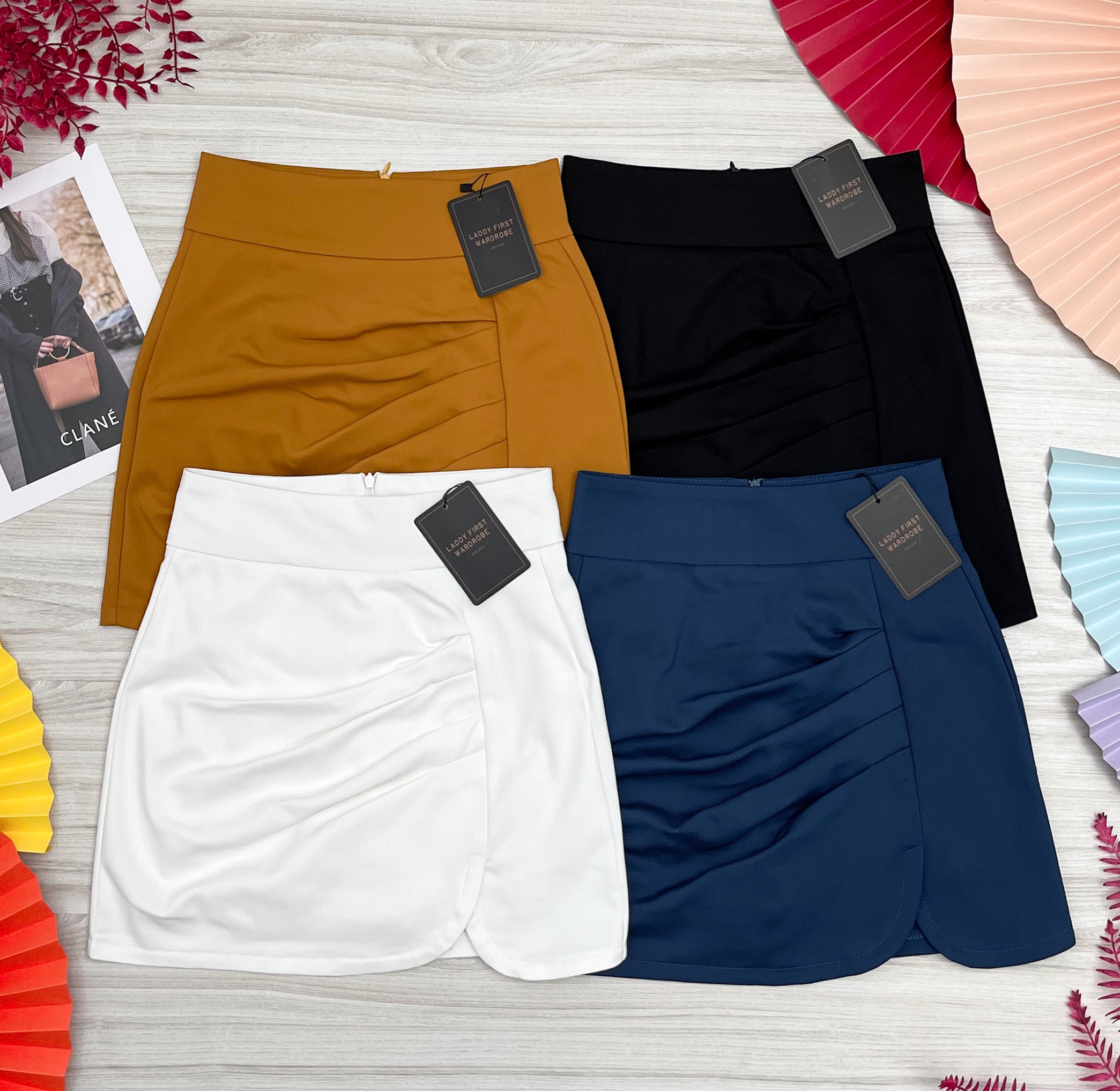 【S7020】独家爆款皱褶西装高腰百搭裤裙，前裙后裤，有口袋【B-R1-C1】