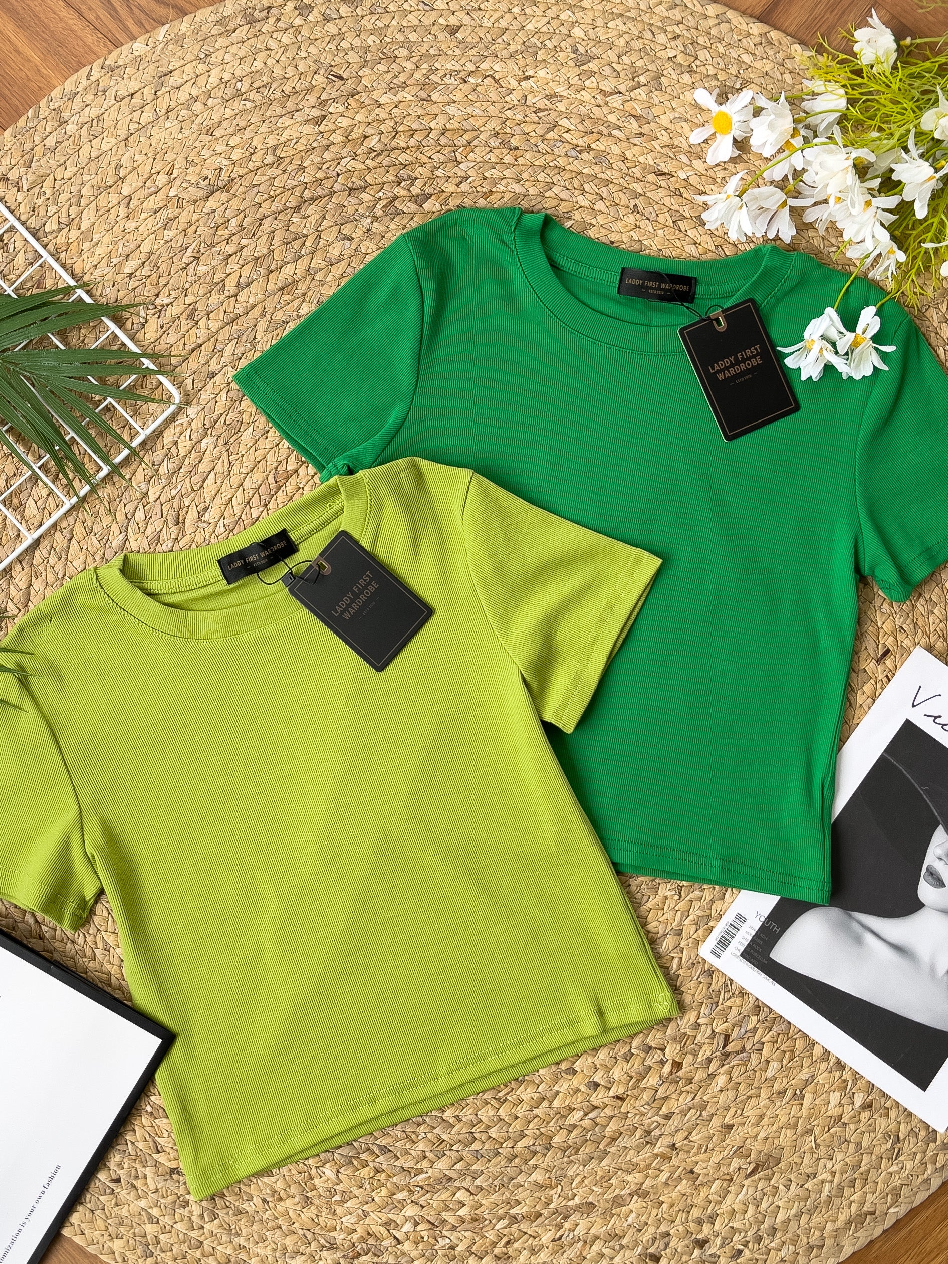 【T198】独家爆款高品质圆领短袖螺纹弹力百搭上衣 ❤❤